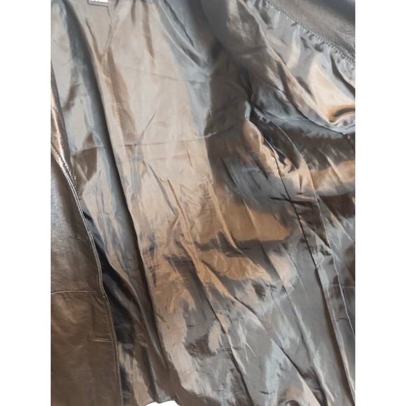 Vintage 90s/Y2K Outbrook Genuine Leather Longline Blazer Jacket Black Small - Picture 9 of 12